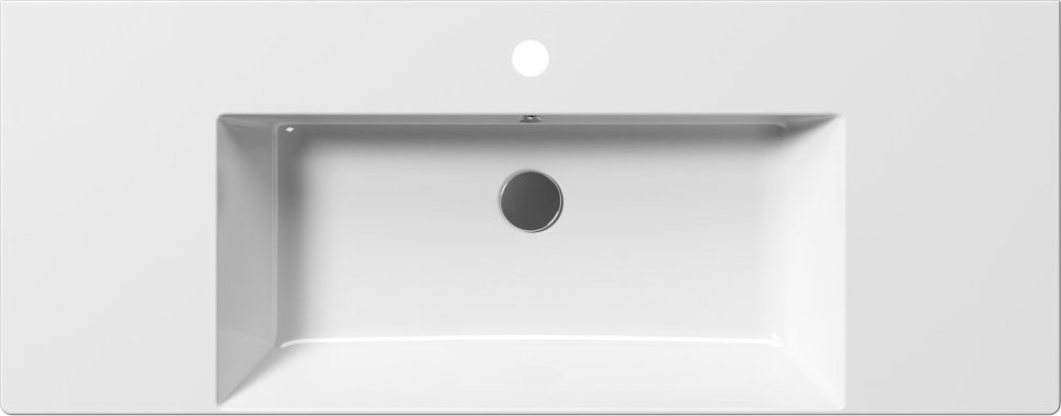 Раковина накладная/подвесная GSI KUBE X 9452111 1200 мм х 470 мм, с 1 отверстием под смеситель, с переливом, без крепежа, цвет Белый глянцевый