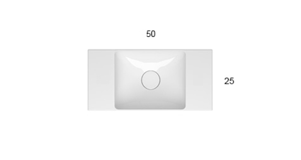 Раковина накладная GLOBO T-EDGE B6R52BI 500 мм х 250 мм х 120 мм, с намеченным отверстием под смеситель, без перелива, белая глянцевая