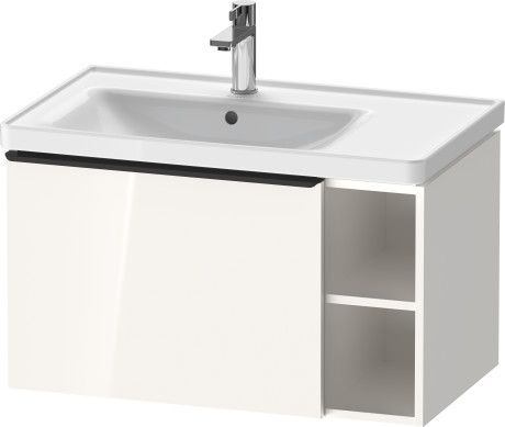 Тумба подвесная под раковину DURAVIT D-Neo DE425802222 784 мм х 452 мм, с выдвижным ящиком и открытой боковой полкой, белый глянцевый