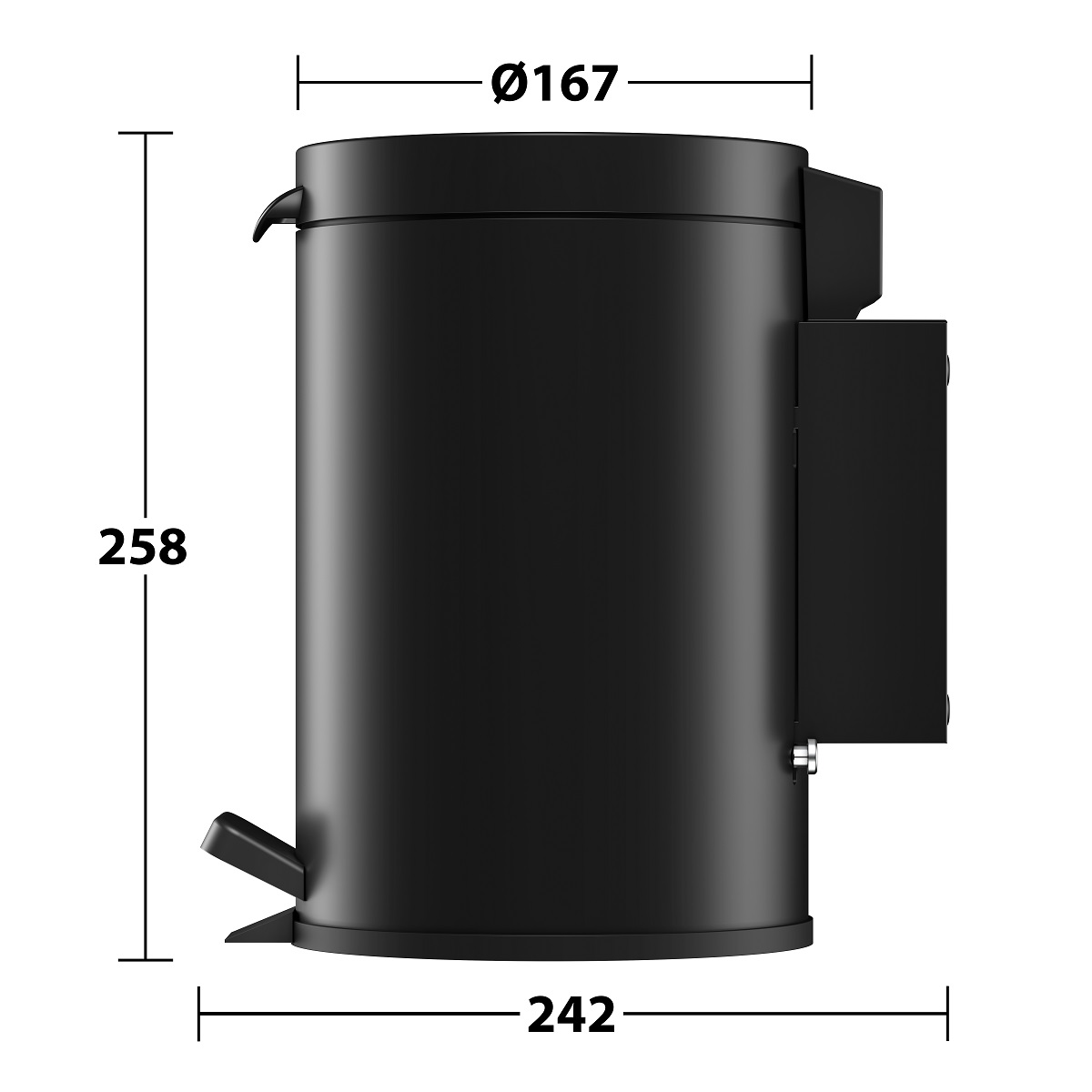 Ведро для мусора настенное с крышкой 3л KEUCO PLAN 14977 370000 Чёрный матовый