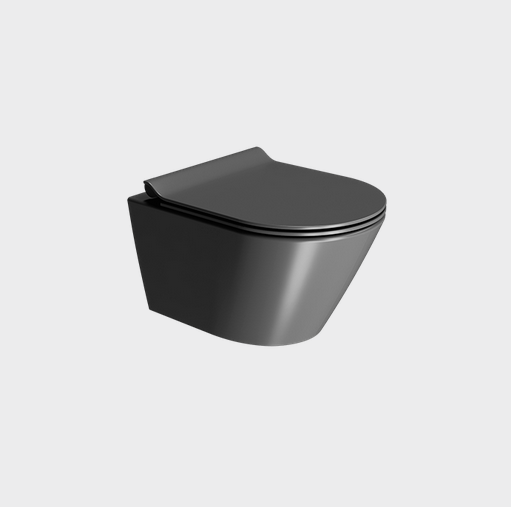 Унитаз подвесной GSI KUBE X 9412FR526 500 мм х 360 мм, c Genius Flush, с крепежом, цвет Чёрный матовый Ardesia