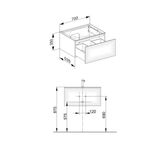 Тумба подвесная под раковину KEUCO EDITION 11 31341 390000 с одним выдвижным фронтом, корпуc/фасад структурный лак, антрацит