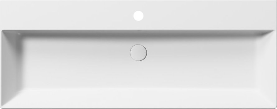 Раковина накладная/подвесная GSI KUBE X 9424109 1200 мм х 470 мм, с отверстием под смеситель, с переливом, цвет Белый матовый