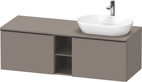 Тумба подвесная под раковину справа DURAVIT D-Neo DE4950R4343 1400 мм х 550 мм, с 2 выдвижными ящиками и открытой полкой, базальт матовый