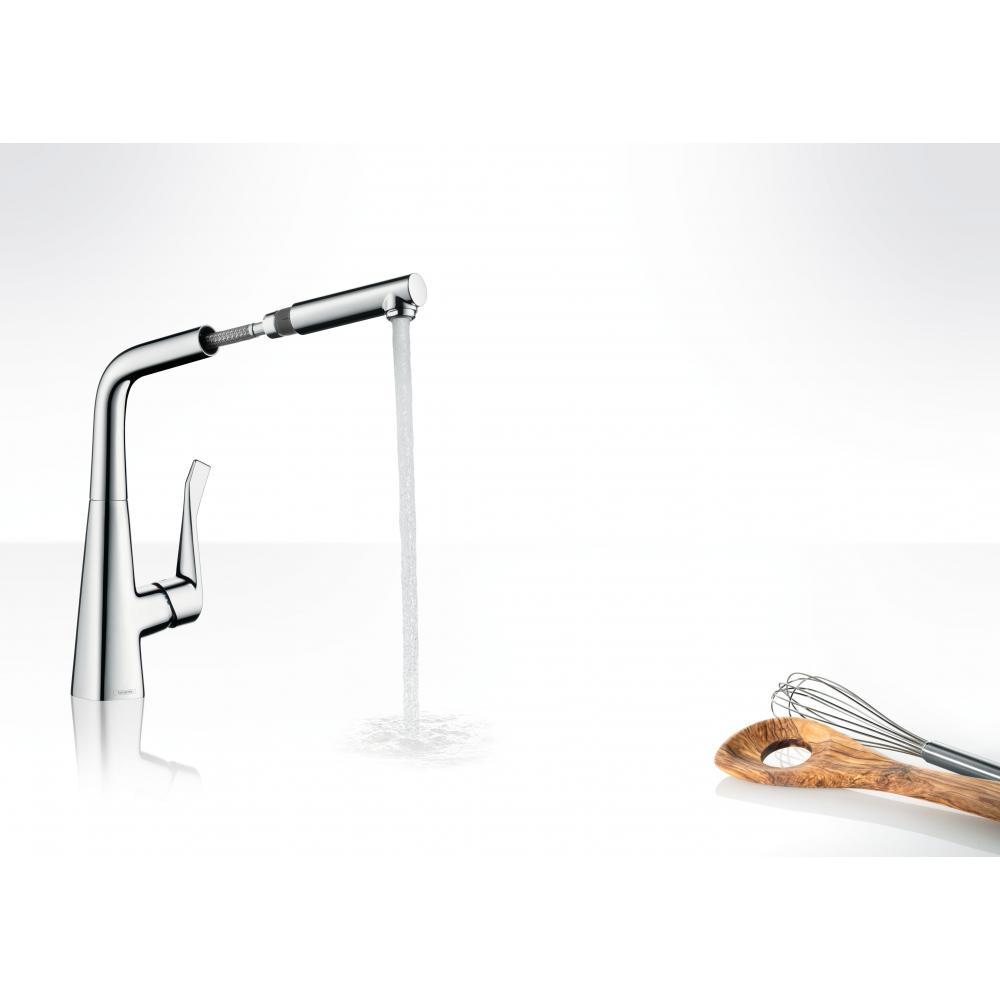 Смеситель для кухни с выдвижным душем Hansgrohe Metris 14821800 Под сталь