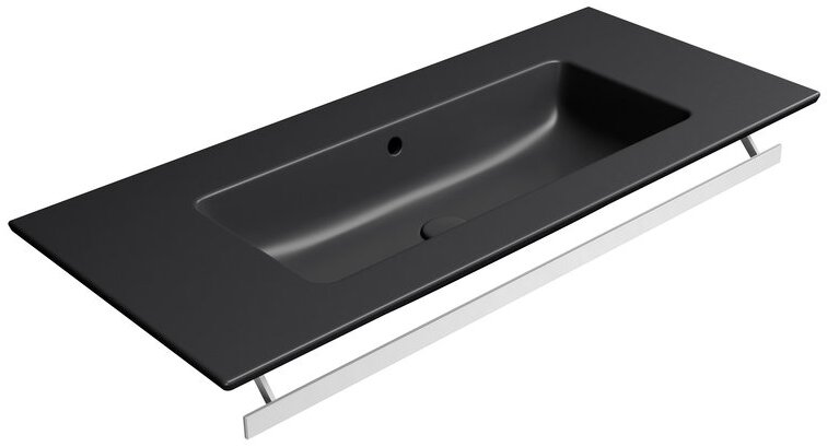 Раковина накладная/подвесная GSI PURA 8886026 1020 мм х 460 мм, без отверстия под смеситель, с переливом, без крепежа, цвет Чёрный матовый Ardesia
