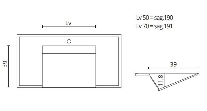 Раковина встраиваемая сверху BMT IKON TRIA RIM 870 811 060 02.4 TRR    600х120х504 мм, без отверстия под смеситель, белый матовый