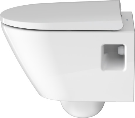 Унитаз подвесной + сиденье Duravit D-Neo Rimless 45870900A1 370 мм х 480 мм, с вертикальным смывом, без смывного края, с креплением Durafix, белый