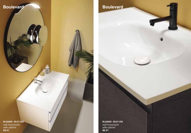 Раковина накладная/подвесная GLOBO BOULEVARD BL086BI 860 мм х 510 мм х 180 мм, с отверстием под смеситель, белая глянцевая