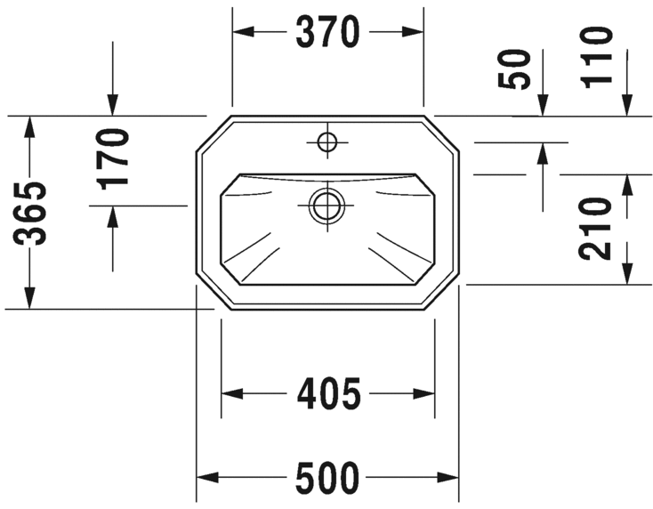 Раковина подвесная Duravit 1930 series 0785500000 50х36см