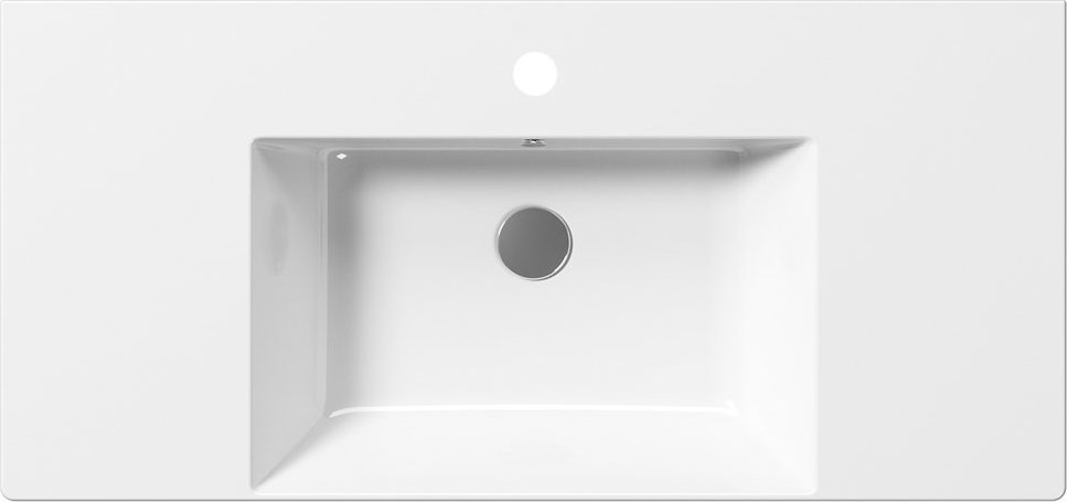 Раковина накладная/подвесная GSI KUBE X 9451111 1000 мм х 470 мм, с 1 отверстием под смеситель, с переливом, без крепежа, цвет Белый глянцевый