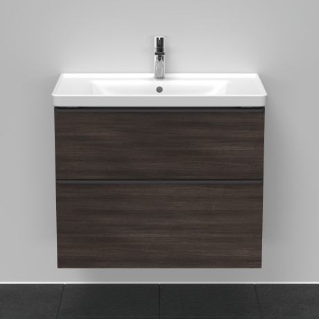 Тумба подвесная под раковину DURAVIT D-Neo DE435505353 784 мм х 452 мм, с выдвижным ящиком и выдвижным отделением, каштан тёмный
