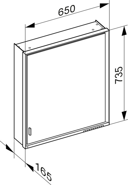 Левый зеркальный шкаф с подсветкой для настенного монтажа KEUCO Royal Lumos 14301 172201 165х650х735мм, цвет Алюминий серебристый анодированный/Белый