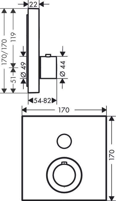 Термостат для 1 потребителя AXOR ShowerSelect 36714000 Хром