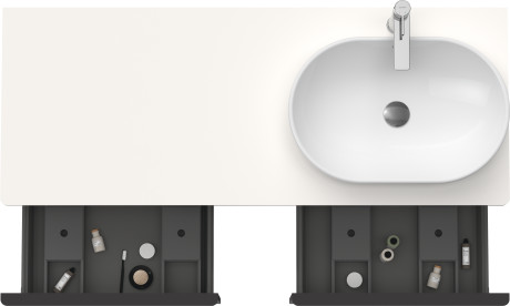 Тумба подвесная под раковину справа DURAVIT D-Neo DE4950R2222 1400 мм х 550 мм, с 2 выдвижными ящиками и открытой полкой, белый глянцевый