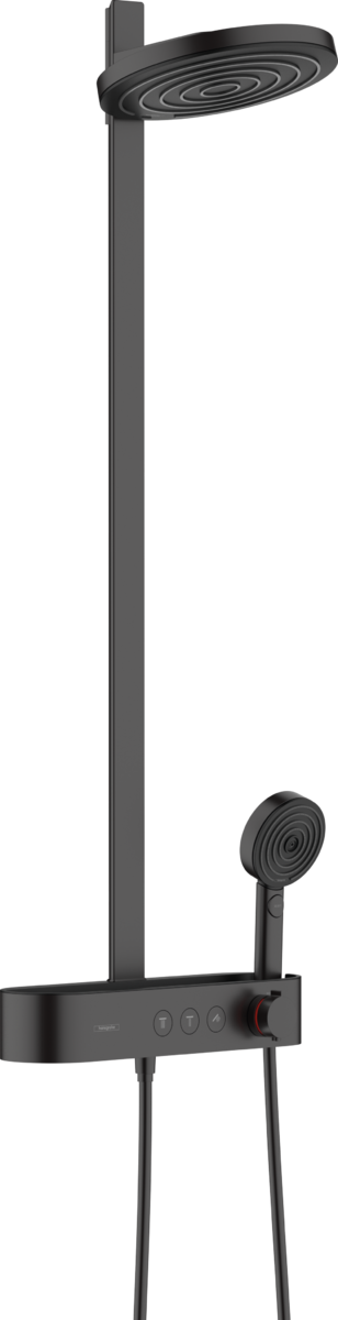 Душевая система с термостатом для душа Hansgrohe Pulsify S 24241670 Showerpipe 260 2 jet, с EcoSmart, матовый чёрный