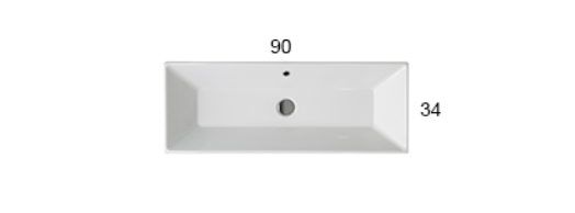 Раковина встраиваемая сверху GLOBO STOCKHOLM FO090BI 900 мм х 340 мм, с переливом, белая глянцевая
