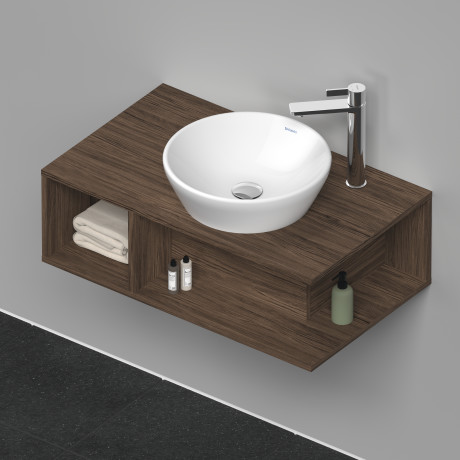 Тумба подвесная под раковину DURAVIT D-Neo DE493802121 800 мм х 480 мм, с консолью, с открытой полкой слева, орех тёмный