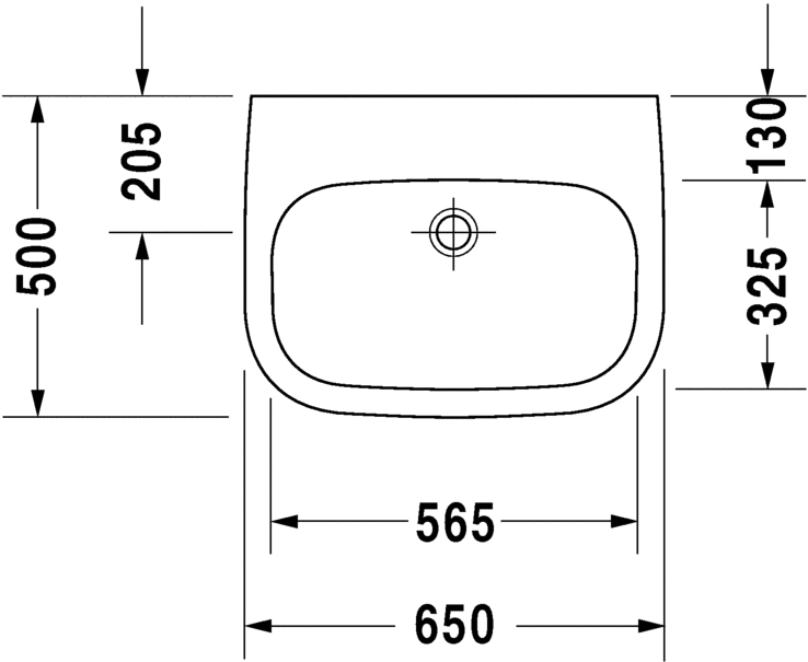 Раковина медицинская подвесная Duravit D-Code 23116500702 без отверстий под смеситель, без перелива, белая