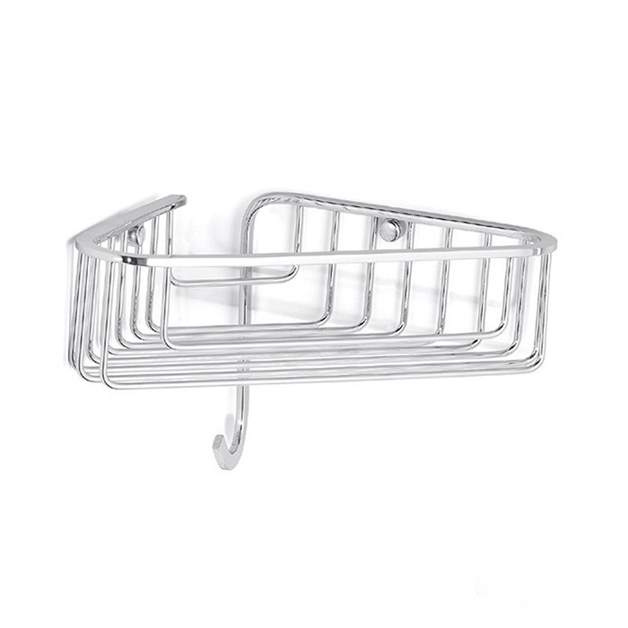 Угловая полка-решетка для душа BERTOCCI GRILLED SOAP BASKET 104 0160 0000 с крючком, хром