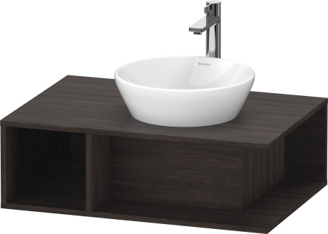 Тумба подвесная под раковину DURAVIT D-Neo DE495805353 800 мм х 550 мм, с консолью, с открытой полкой слева, каштан тёмный
