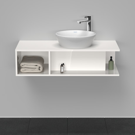Тумба подвесная под раковину справа DURAVIT D-Neo DE493902222 1000 мм х 480 мм, с открытой боковой полкой слева и консолью, белый глянцевый
