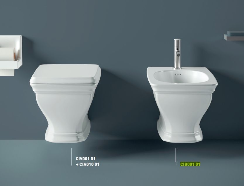 Биде повдесное ARTCERAM CIVITAS CIB001 01 00 360 мм х 540 мм, с отверстием под смеситель, с переливом, с креплением, белое глянцевое