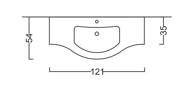Раковина BMT MOON 832 742 OAF 010   1210х15х540 мм, с отверстием под смеситель, с переливом, белый глянцевый
