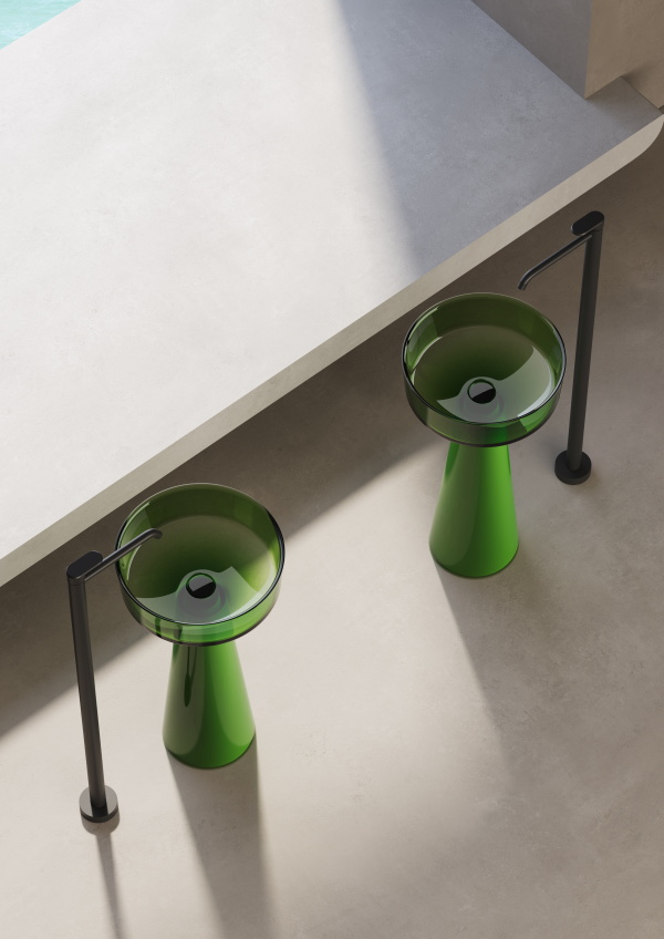 Раковина напольная из полимера DEA DESIGN Pedestal Basin DD2018 425 R4 425 мм х 425 мм х 850 мм, с донным клапаном, цвет Smoky Black R4