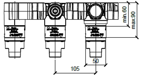 Встраиваемая внутренняя часть термостата ALMAR Modular E176903 на 2 потребителя и модуль ручного душа, для арт. E180183 и E180133, цвет Чёрный
