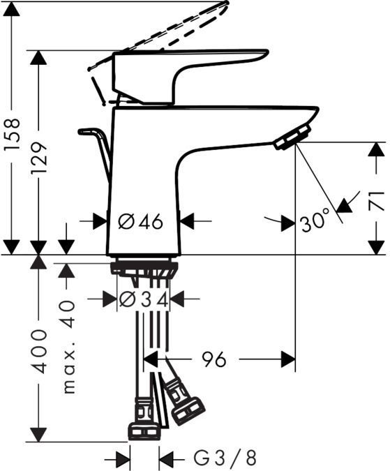 Смеситель для раковины с донным клапаном Hansgrohe Talis E 71700000 Хром
