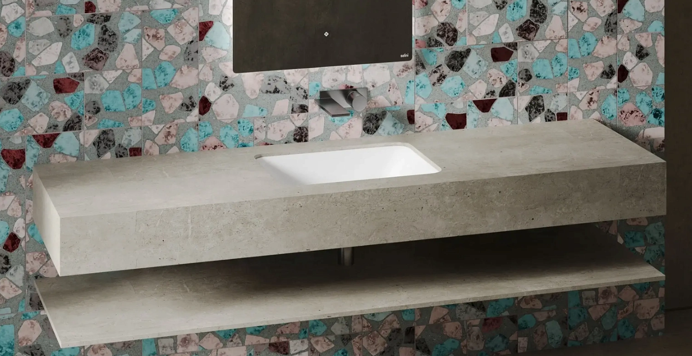 Раковина встраиваемая круглая SALINI MAREA 05 1802205M 550х400х134мм, S-Stone, без донного клапана, цвет Белый матовый