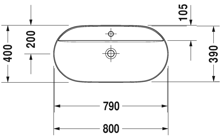 Раковина встраиваемая сверху Duravit Luv 0380800000 80х40см