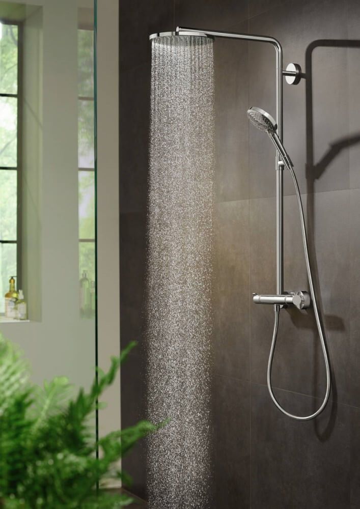 Душевая система Hansgrohe Raindance Select S Showerpipe 240 1jet PowderRain 27633000 с термостатом, хром