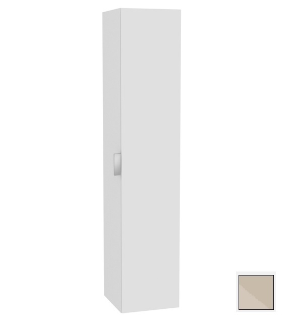 Шкаф - пенал высокий подвесной KEUCO EDITION 11 31331 180002 петли справа, 3 стеклянные полки, с бельевой корзиной, корпус матовый лак/фасад глянцевое стекло, кашемир