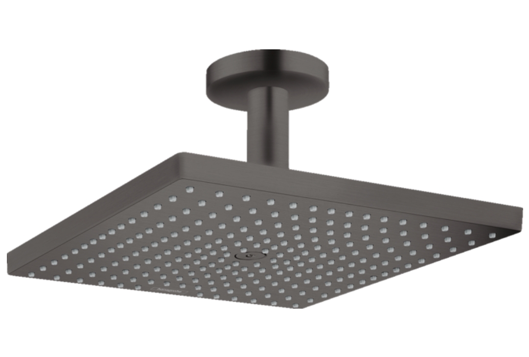 Верхний душ квадратный с потолочным держателем HANSGROHE Raindance Е 26250340 300, 1jet, цвет Шлифованный чёрный хром