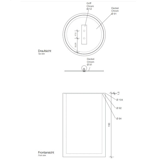 Контейнер настольный универсальный с крышкой  DECOR WALTHER  STONE DMD L   0971465  размер LARGE 16,5 X Ø 10 см  из композита Solid Surface , с крышкой, цвет: черный/сталь матовая