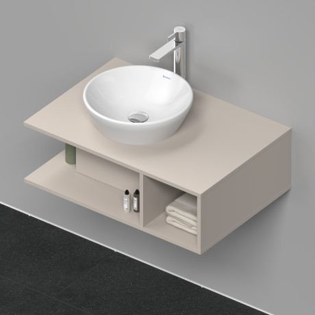 Тумба подвесная под раковину DURAVIT D-Neo DE492809191 800 мм х 550 мм, с консолью, с открытой полкой справа, серо-коричневый матовый