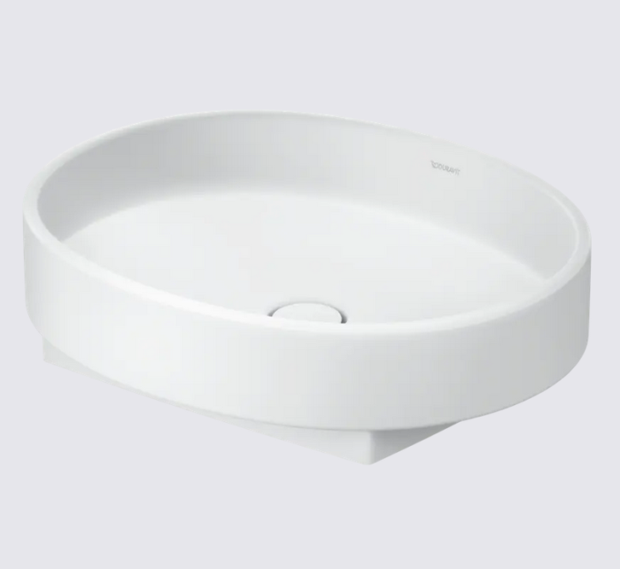 Раковина накладная DURAVIT Balcoon 241055AC79 550 мм х 450 мм, с покрытием DuraShield, без отверстия под смеситель, без перелива, с донным клапаном, цвет Белый сатин матовый