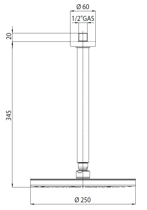 Верхний душ Bossini Oki H31410G Хром с кронштейном