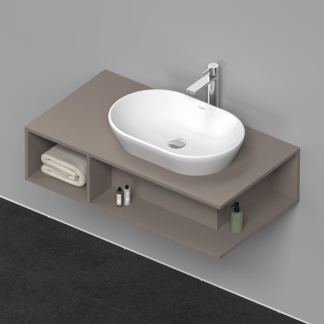 Тумба подвесная под раковину справа DURAVIT D-Neo DE495904343 1000 мм х 550 мм, с открытой боковой полкой слева и консолью, базальт матовый