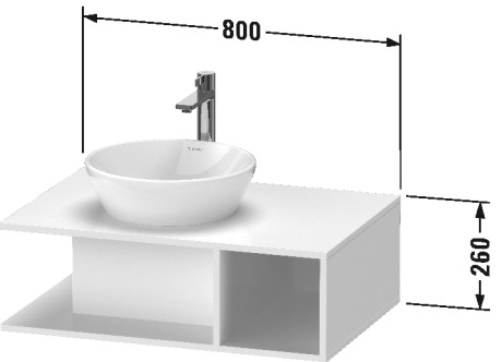 Тумба подвесная под раковину DURAVIT D-Neo DE492809191 800 мм х 550 мм, с консолью, с открытой полкой справа, серо-коричневый матовый