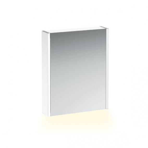 Зеркальный шкафчик с подсветкой  Laufen  Frame25   4.0840.2.900.145.1  60 см,  1 зеркальная дверь  справа, корпус алюминий/белый лак, сенсор, 2 розетки