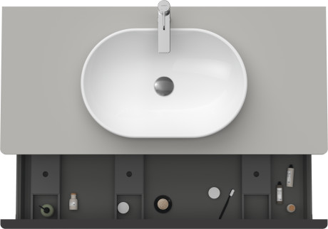 Тумба подвесная под раковину DURAVIT D-Neo DE494900707 1200 мм х 550 мм, с 1 выдвижным ящиком и консолью, бетонно-серый матовый