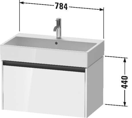 Тумба подвесная под раковину DURAVIT KETHO.2 K25077007070000 460 мм х 784 мм х 440 мм, 1 выдвижной ящик, бетонно-серый матовый