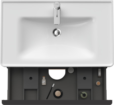 Тумба подвесная под раковину DURAVIT D-Neo DE435507979 784 мм х 452 мм, с выдвижным ящиком и выдвижным отделением, орех натуральный