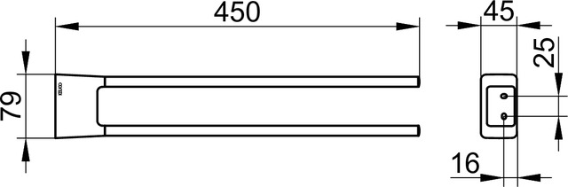 Полотенцедержатель двойной неповоротный KEUCO AVENO 14618 370000 450 мм, с клеевым комплектом, цвет Чёрный матовый