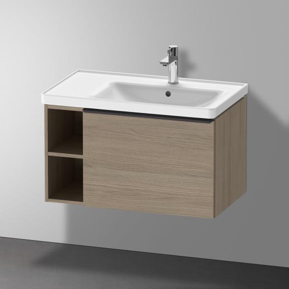 Тумба подвесная под раковину DURAVIT D-Neo DE425703535 784 мм х 452 мм, с выдвижным ящиком и открытой боковой полкой, дуб терра