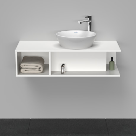 Тумба подвесная под раковину справа DURAVIT D-Neo DE493901818 1000 мм х 480 мм, с открытой боковой полкой слева и консолью, белый матовый