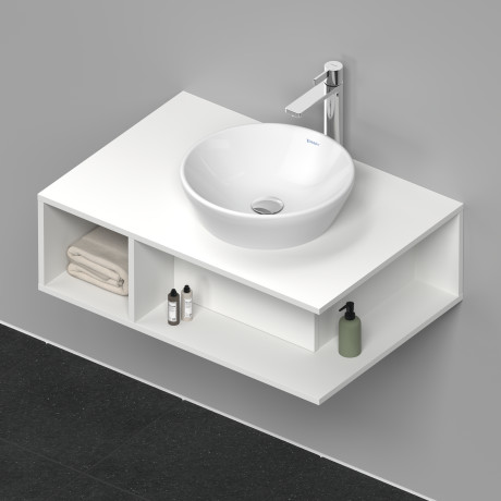 Тумба подвесная под раковину DURAVIT D-Neo DE495801818 800 мм х 550 мм, с консолью, с открытой полкой слева, белый матовый